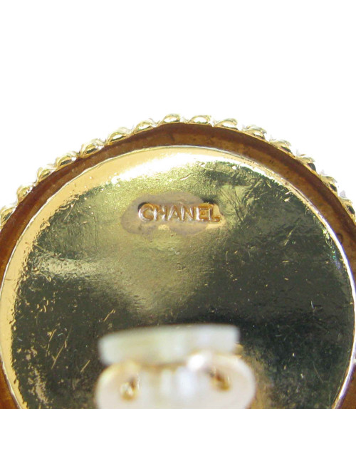 Vintage CHANEL Clip-on earrings in gilded metal, black and pearl