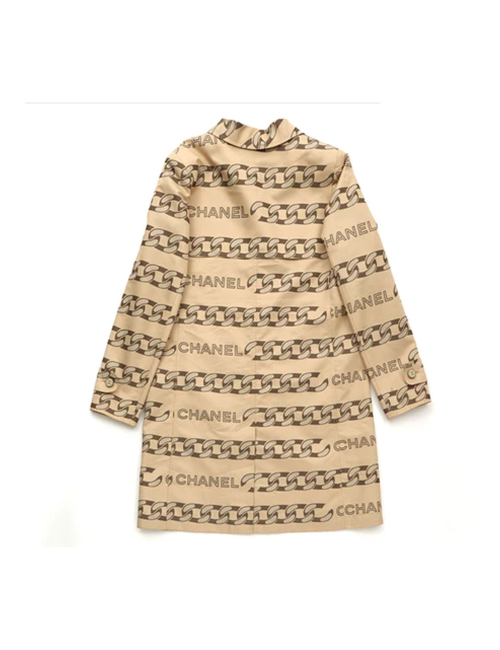 CHANEL Trench coat in beige silk and polyester Size 42FR