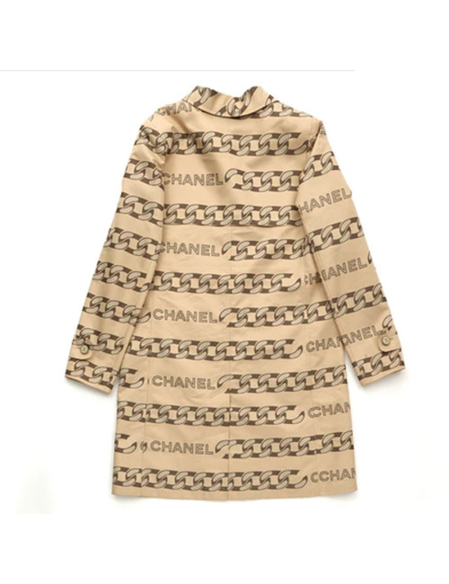 Trench CHANEL T 42 en soie et polyester beige