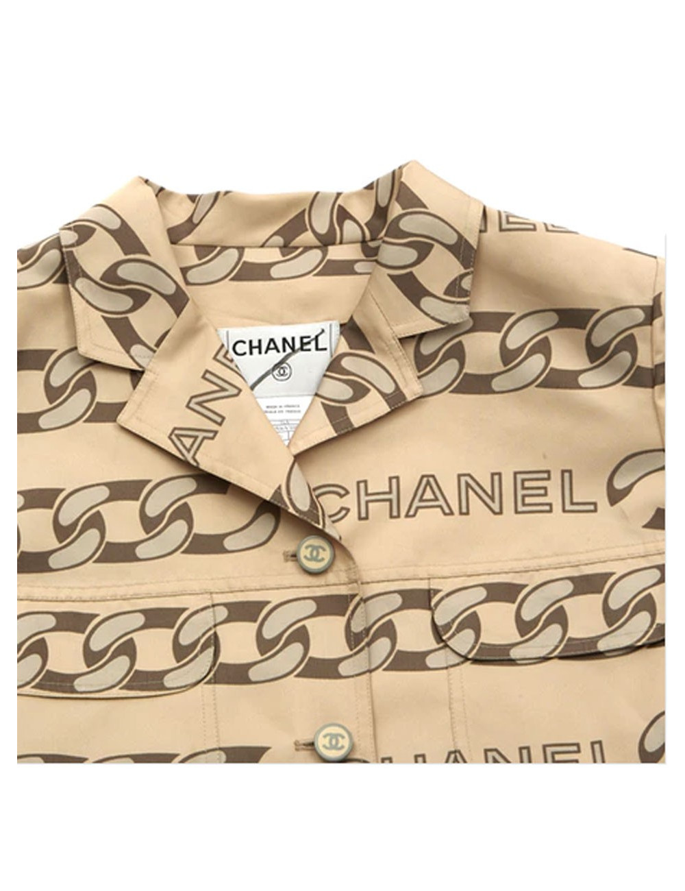 CHANEL Trench coat in beige silk and polyester Size 42FR