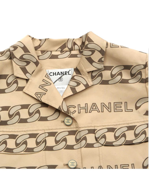 Trench CHANEL T 42 en soie et polyester beige