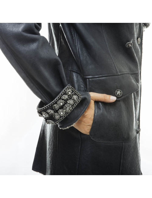 Veste CHANEL T 34 en peau retournée gris éléphant