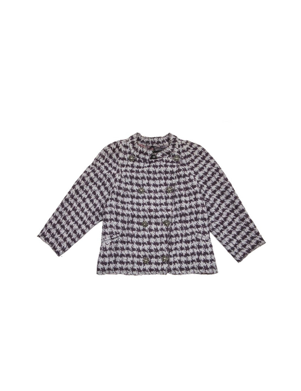 Veste CHANEL T 40  grise et mauve croisée