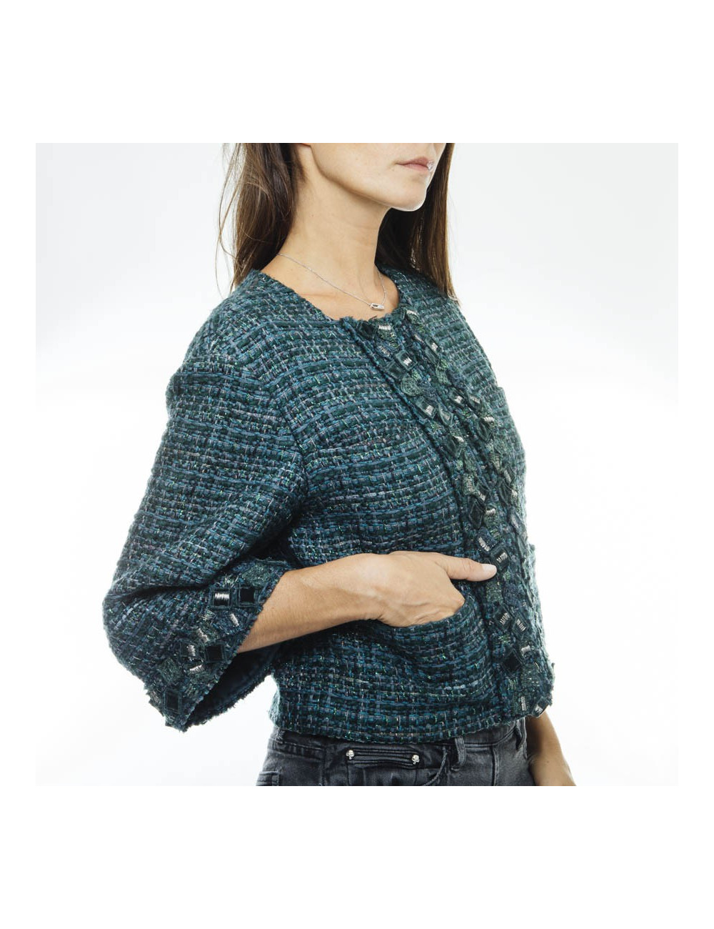 Veste CHANEL T 36 tweet vert 