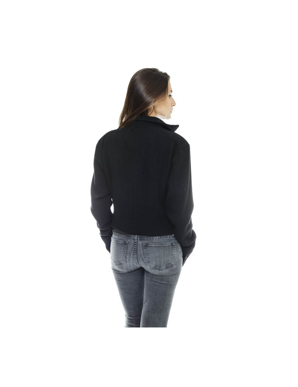 CHANEL spencer jacket in black wool size 42FR