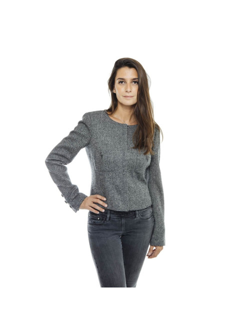Veste CHANEL T38 en laine grise 