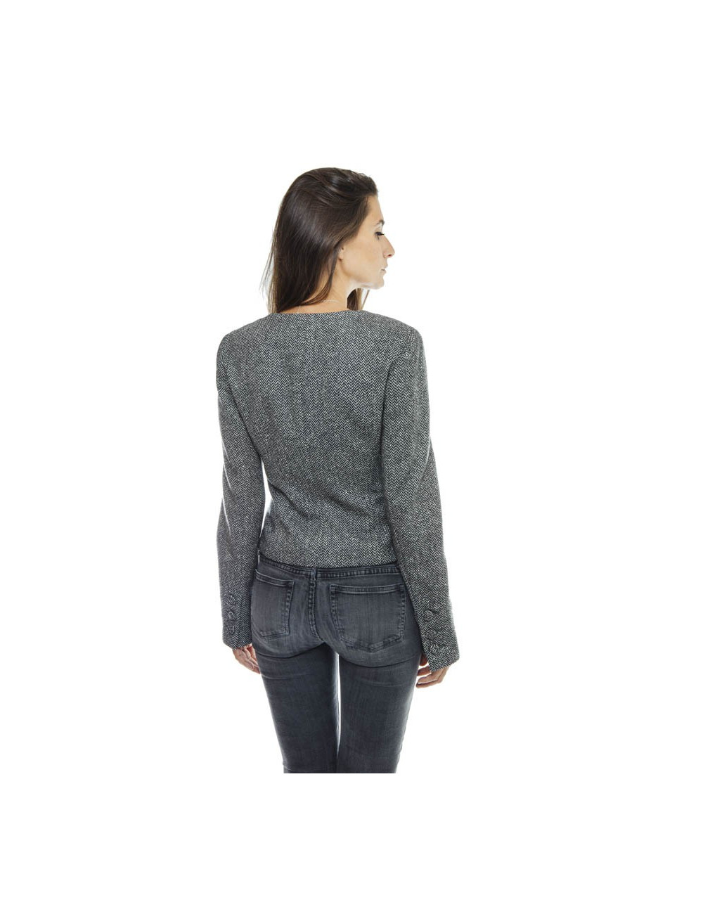 Veste CHANEL T38 en laine grise 