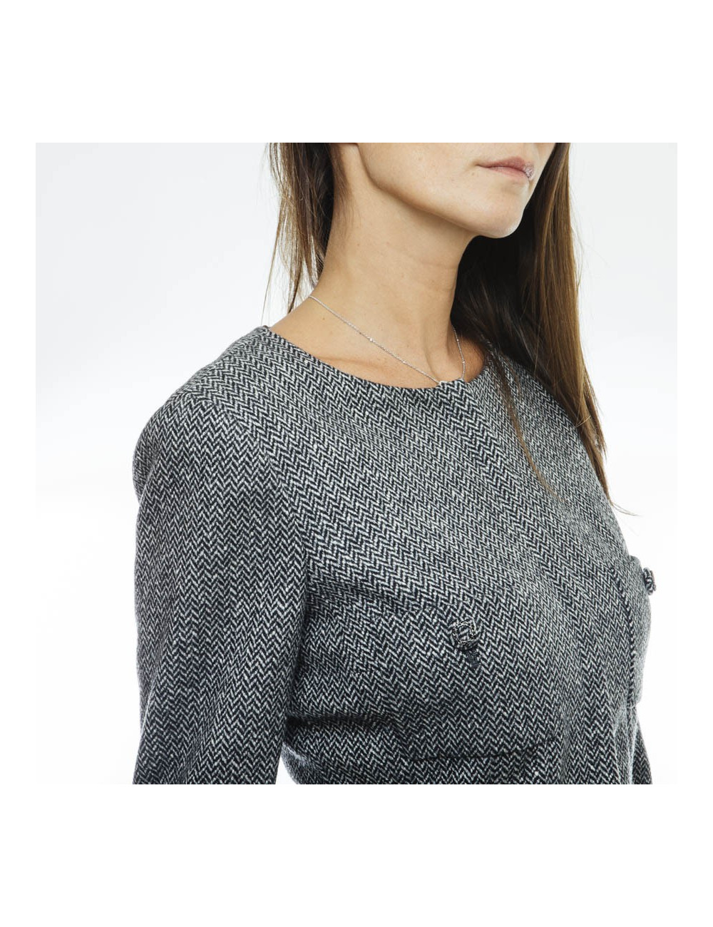 Veste CHANEL T38 en laine grise 