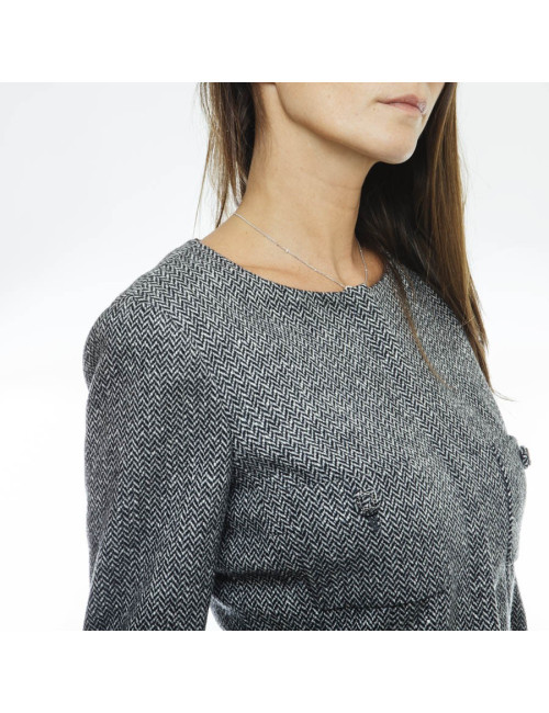Veste CHANEL T38 en laine grise 
