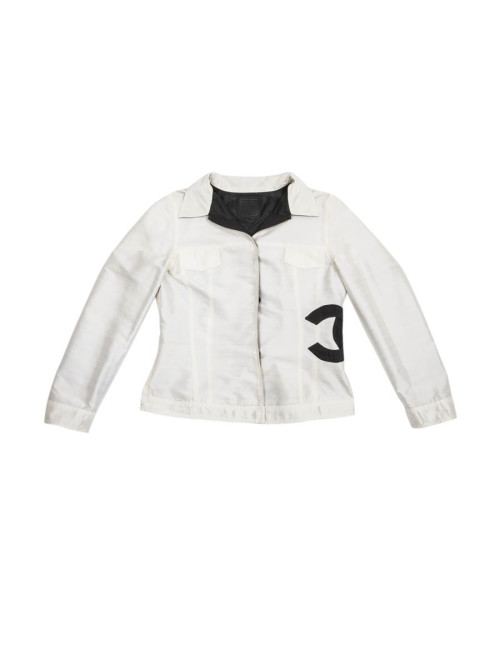 Veste CHANEL réversible noire et ivoire 