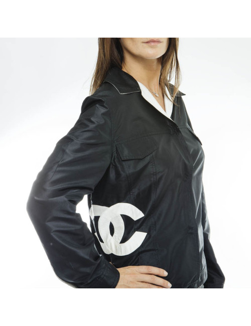 Veste CHANEL réversible noire et ivoire 
