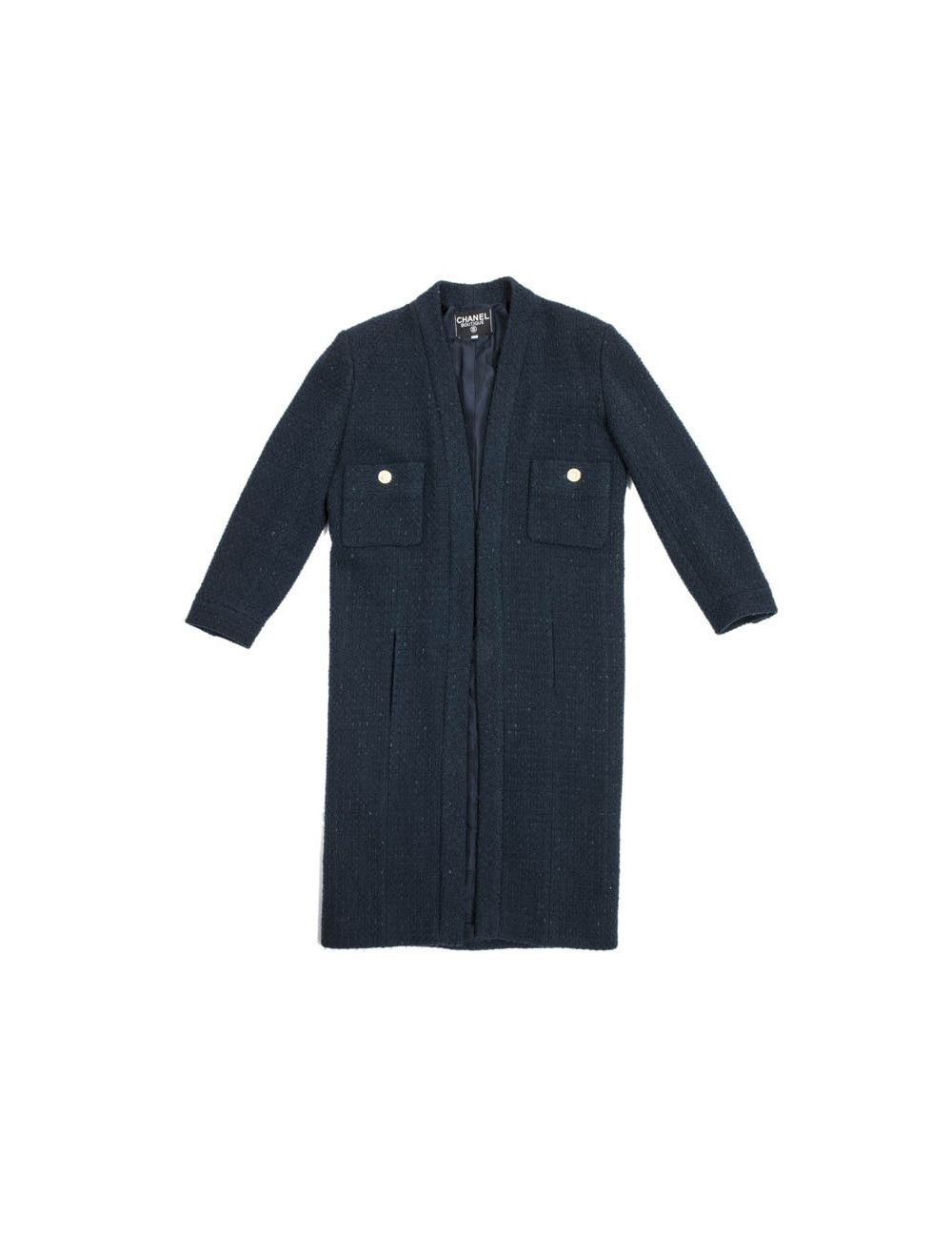 Manteau CHANEL T 36 en laine bleu