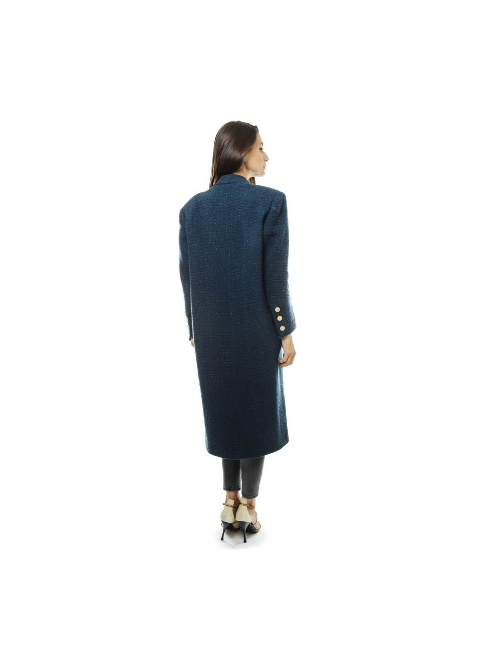 Manteau CHANEL T 36 en laine bleu