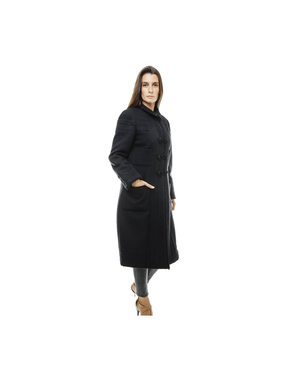 CHANEL coat in black wool size 38FR