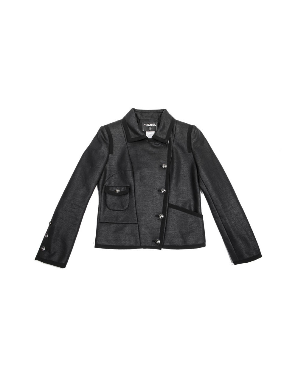 CHANEL 'Paris Los Angeles' Cruise Collection black cotton jacket Size 38FR