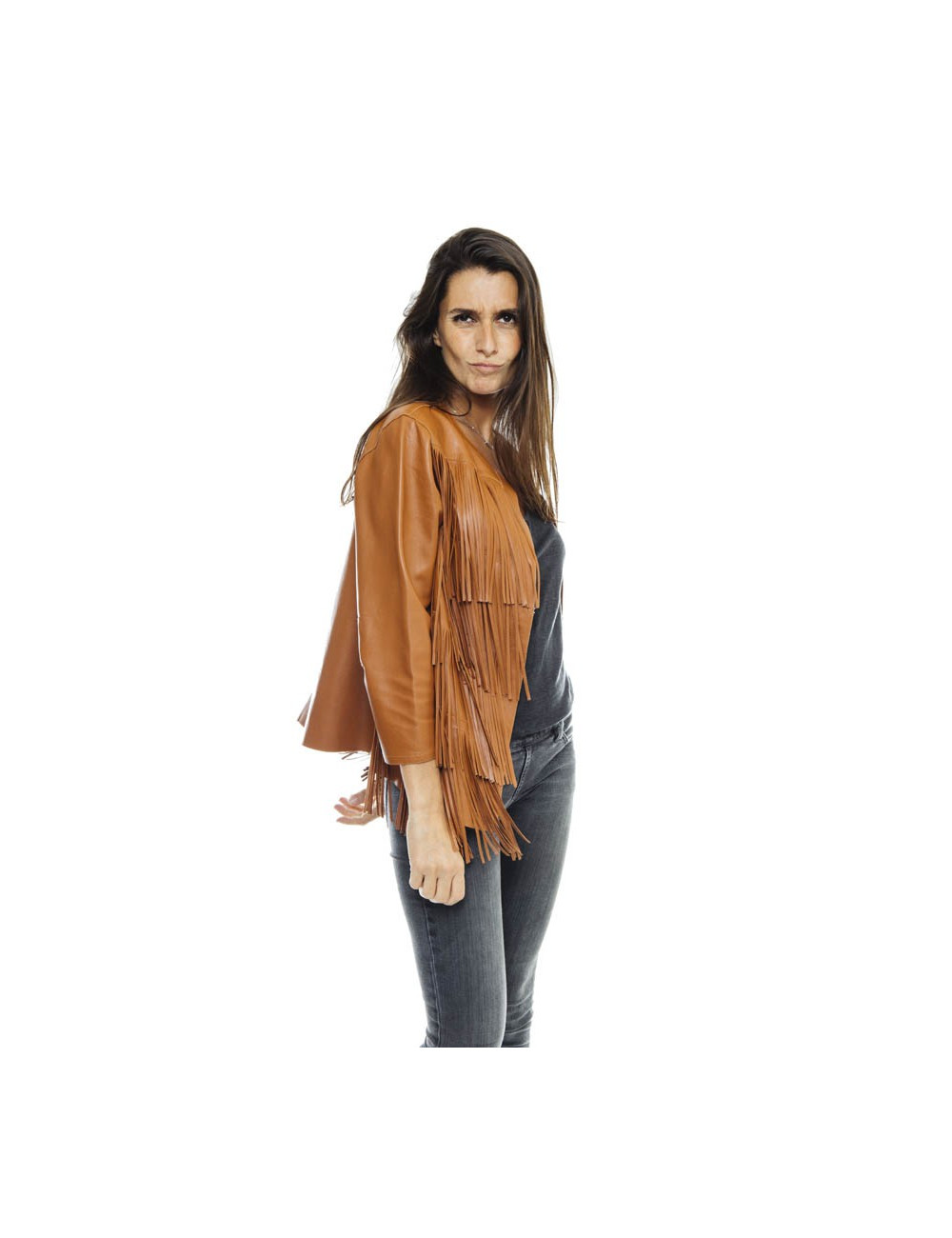 Veste T 40 IT/36FR REBECCA CORSI en cuir gold 