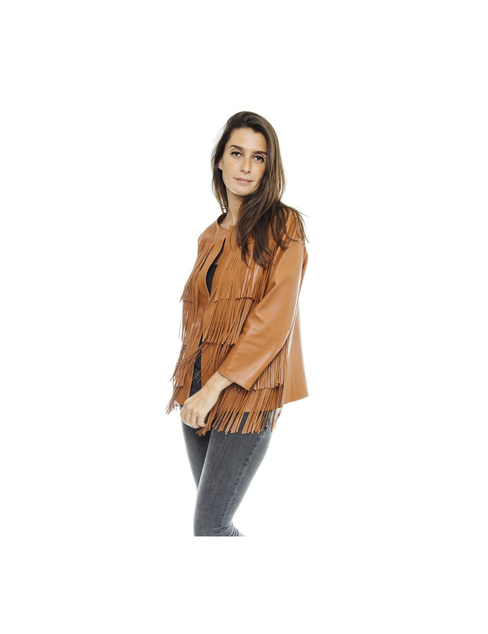 Veste T 40 IT/36FR REBECCA CORSI en cuir gold 