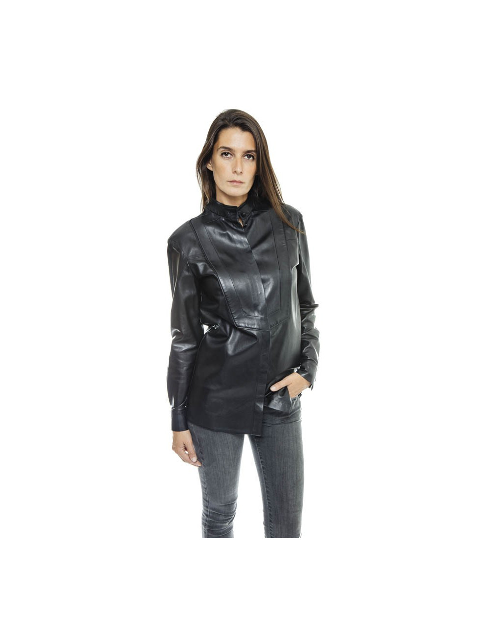 GIVENCHY blouse in black lamb leather size 34FR