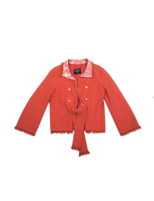 Veste CHANEL corail à sequins