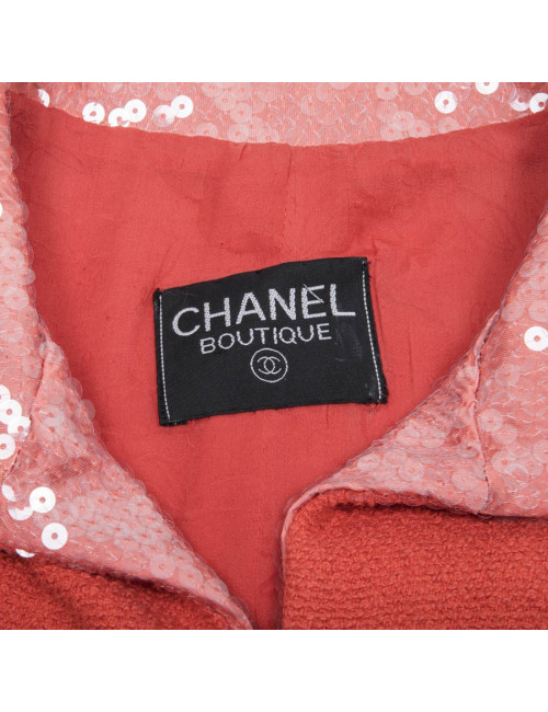 Veste CHANEL corail à sequins