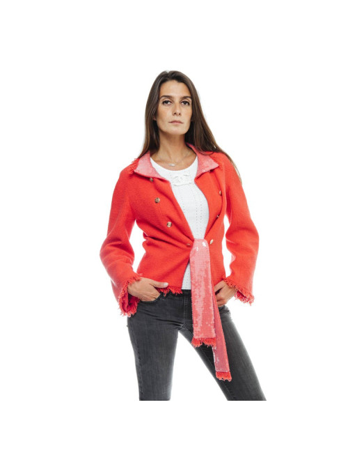 Veste CHANEL corail à sequins