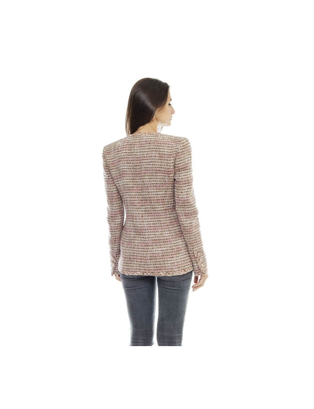 Veste CHANEL T 38 BEIGE ET ROSE