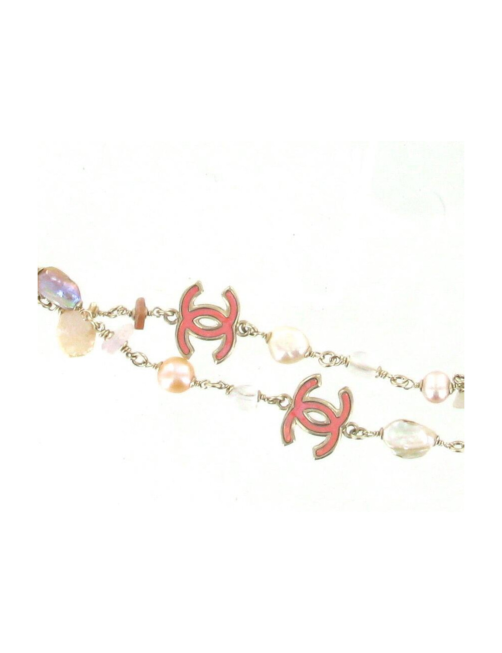 Sautoir CHANEL "CC" , perles et éclats de pierre