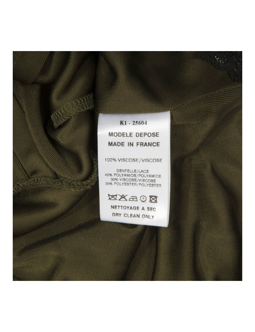 CHRISTIAN LACROIX soft evening own in khaki green satin viscose Size 40FR