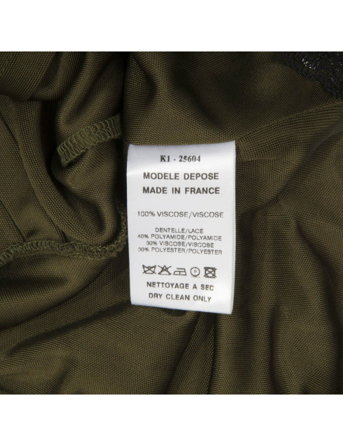 CHRISTIAN LACROIX soft evening own in khaki green satin viscose Size 40FR