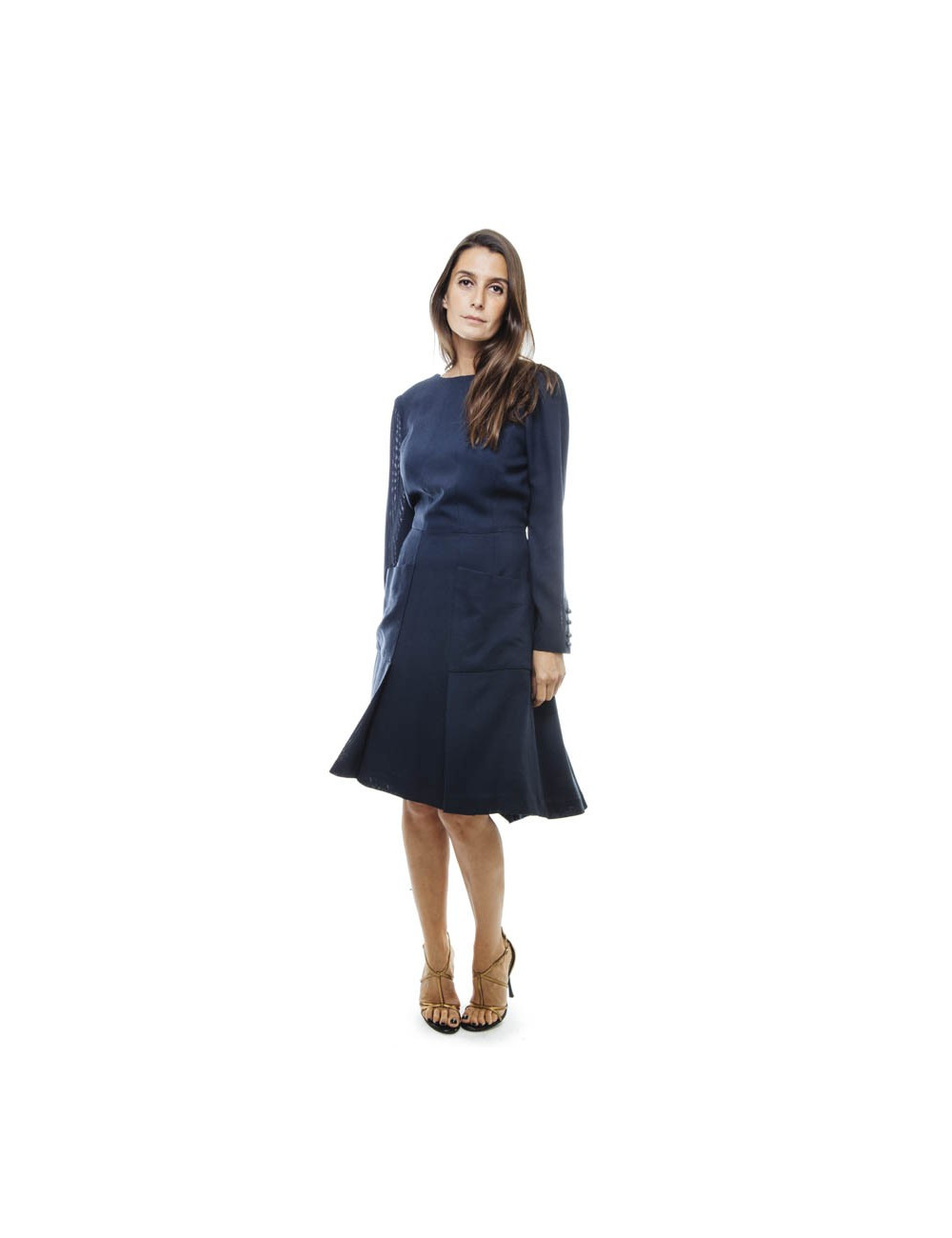 CHANEL wrap dress in blue navy fabric size 38FR