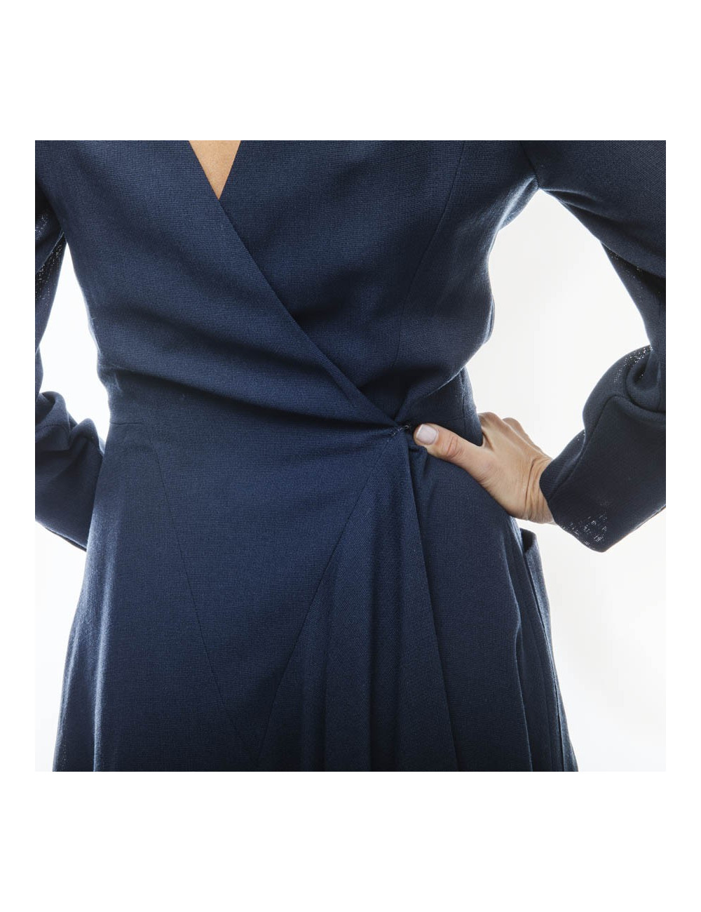 CHANEL wrap dress in blue navy fabric size 38FR