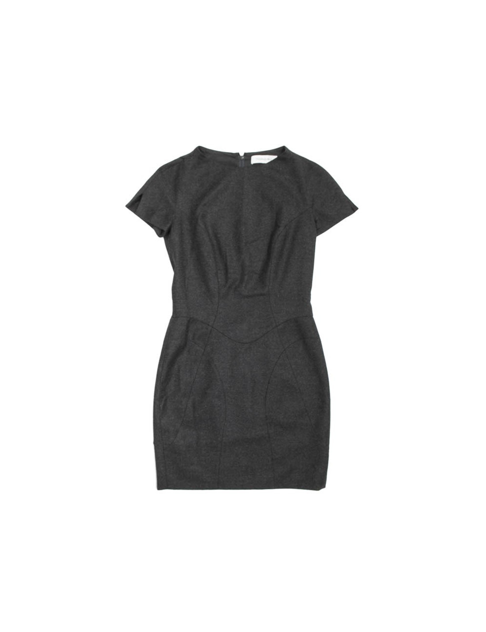 Robe YVES SAINT LAURENT en laine grise T38