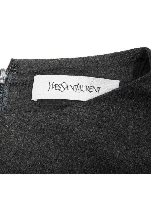 Robe YVES SAINT LAURENT en laine grise T38