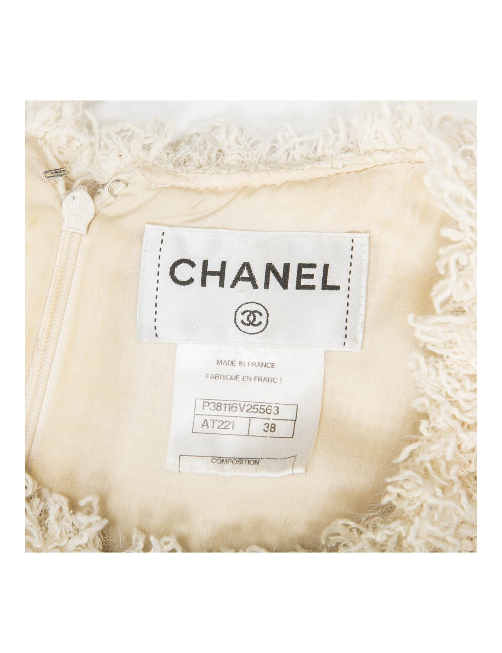 Robe CHANEL T 38 tweed beige