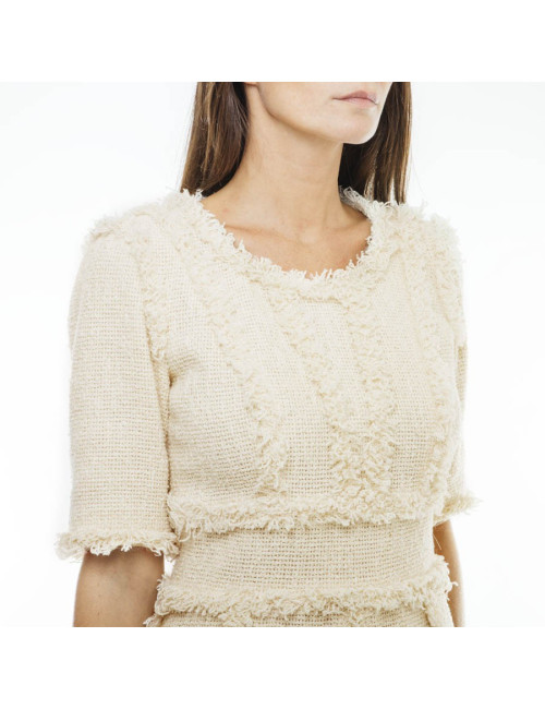 Robe CHANEL T 38 tweed beige