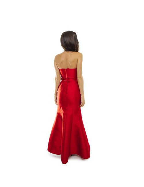 KAREN MILLEN T 34 red satin long evening gown
