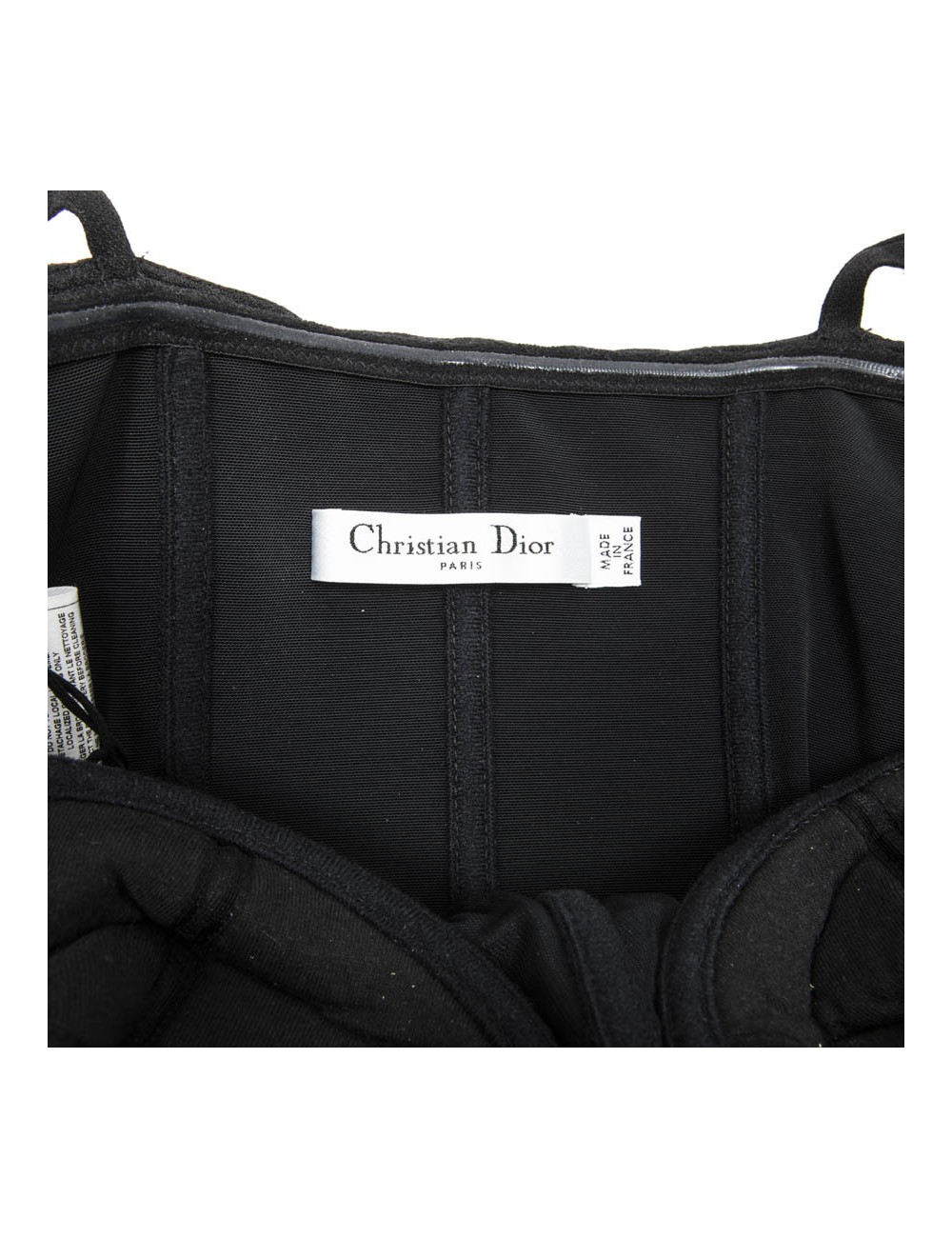 CHRISTIAN DIOR black cocktail dress with brilliants and pearls