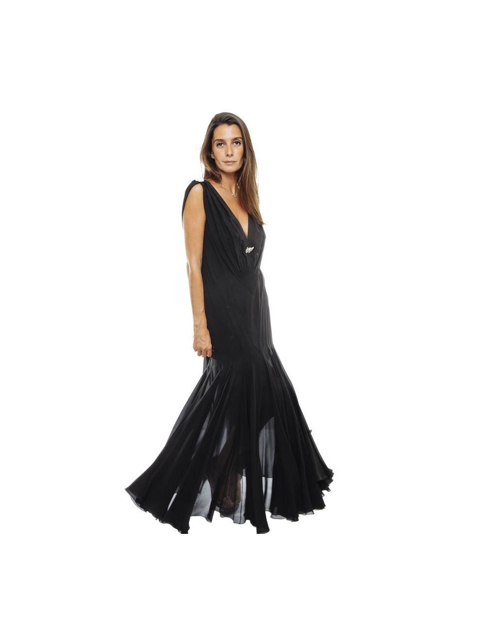 Robe du soir CHRISTIAN DIOR by John Galliano soie noir T38