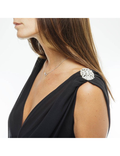 CHRISTIAN DIOR by John Galliano evening gown in black silk size 38FR