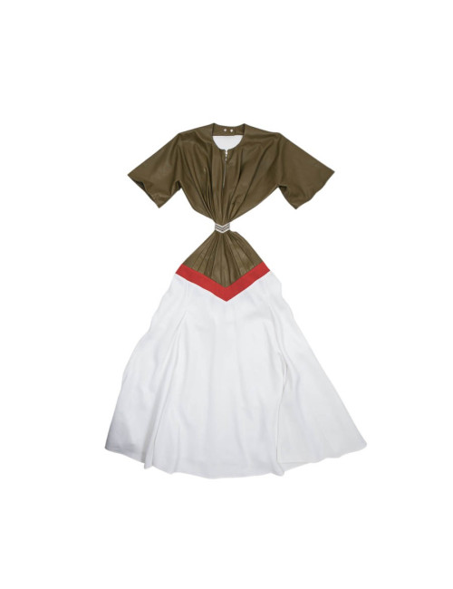 Robe THIERRY MUGLER T 38 en cuir et tissu 