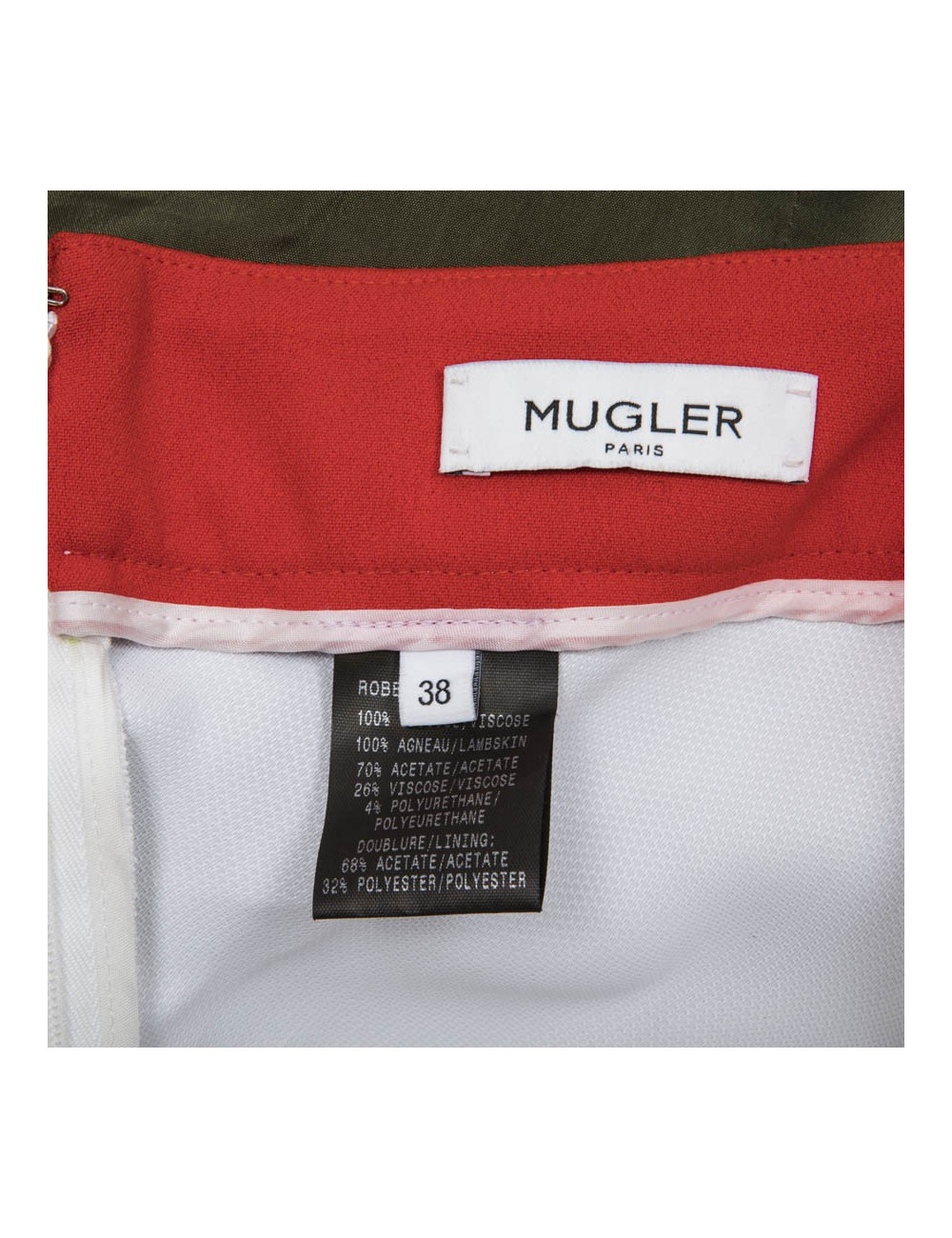 Robe THIERRY MUGLER T 38 en cuir et tissu 