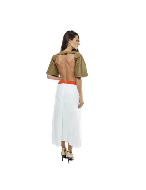 THIERRY MUGLER T 38 backless dress in khaki lambskin leather