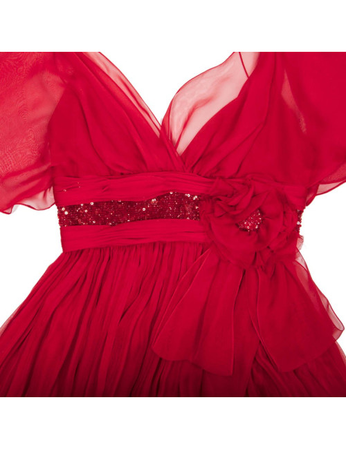 ELIE SAAB evening dress in red chiffon size 38FR