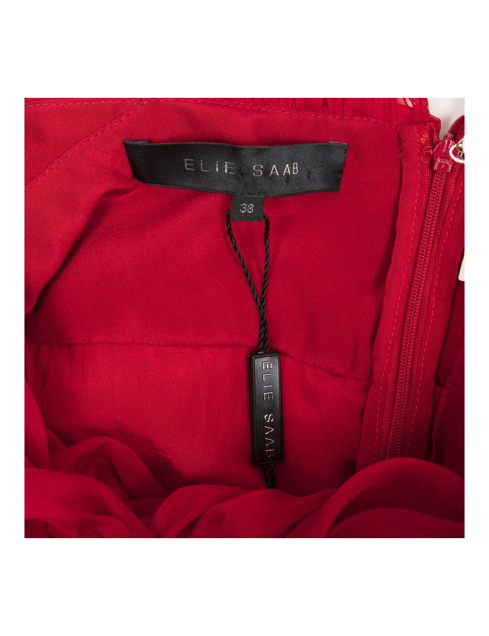 ELIE SAAB evening dress in red chiffon size 38FR