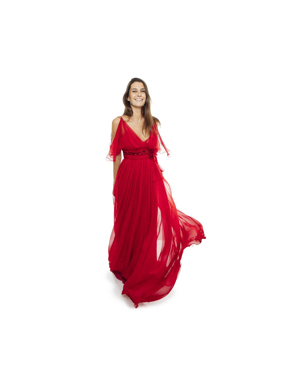 Robe du soir ELIE SAAB rouge en voile de soie