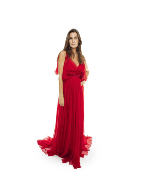 ELIE SAAB evening dress in red chiffon size 38FR