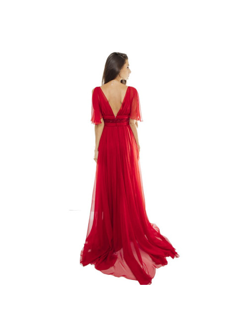 ELIE SAAB evening dress in red chiffon size 38FR