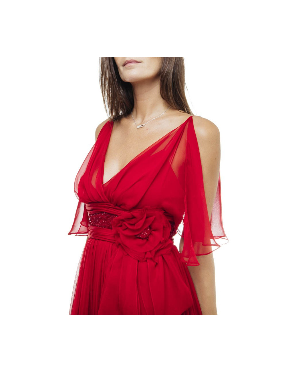 Robe du soir ELIE SAAB rouge en voile de soie