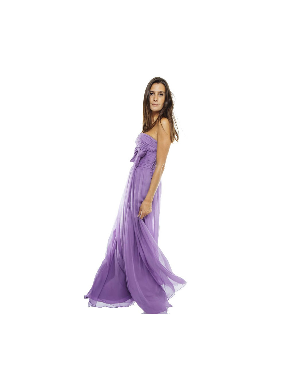 CHRISTIAN DIOR by JOHN GALLIANO evening gown in purple silk veil size 38FR