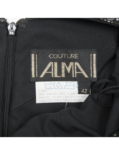 ALMA Couture T 42IT/38 FR evening gown in black sequined silk